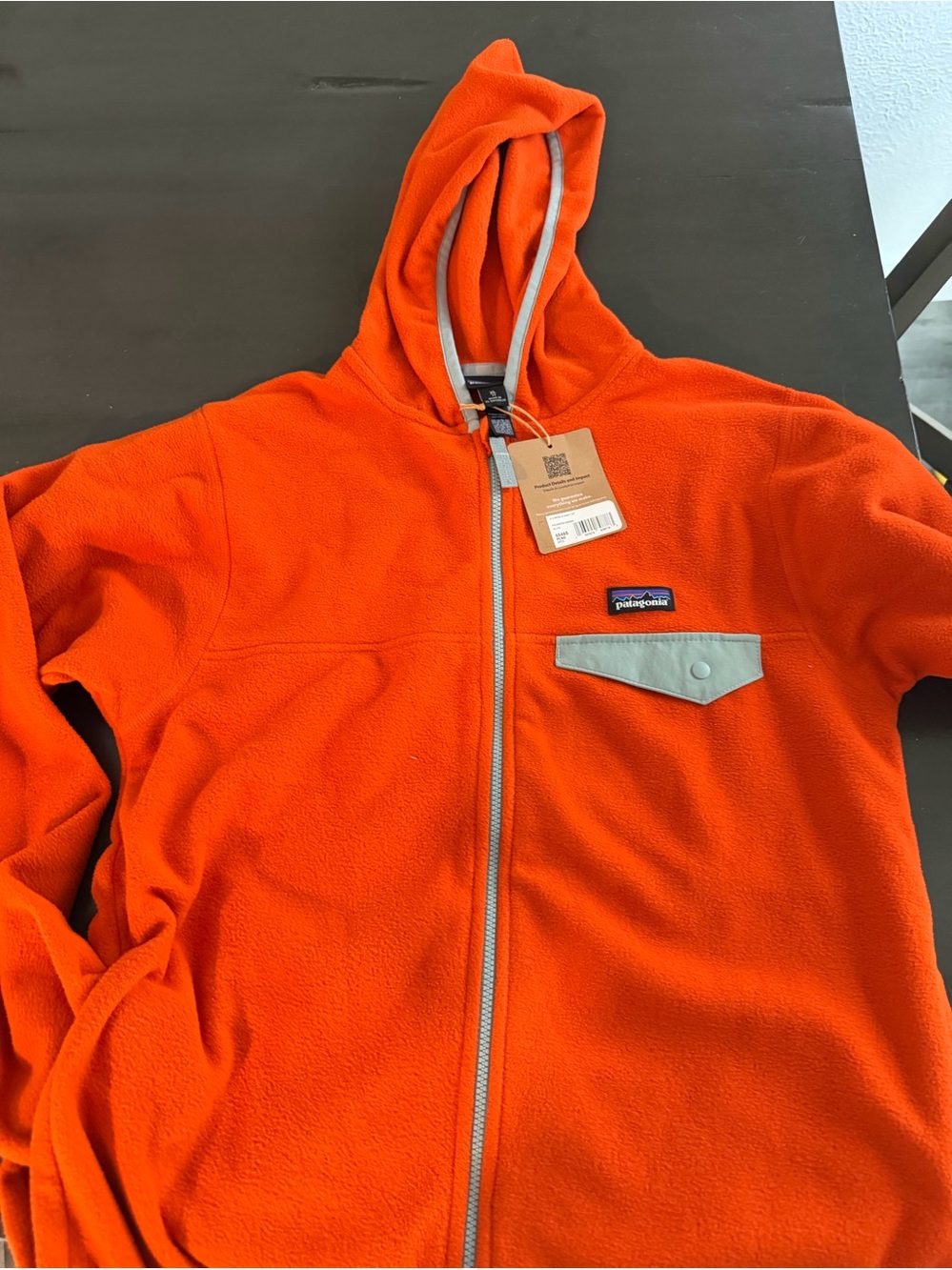 Patagonia Kids Bright Orange Hooded Fleece Jacket